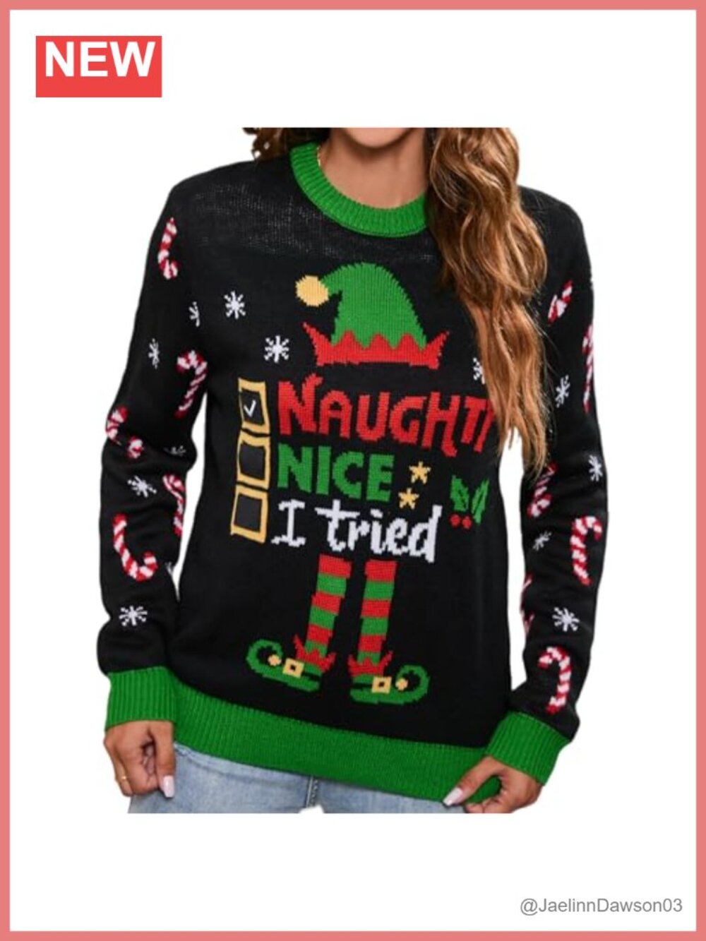 Ugly Christmas Sweater Women Fuzzy Knitted Pullover Crew Neck Holiday